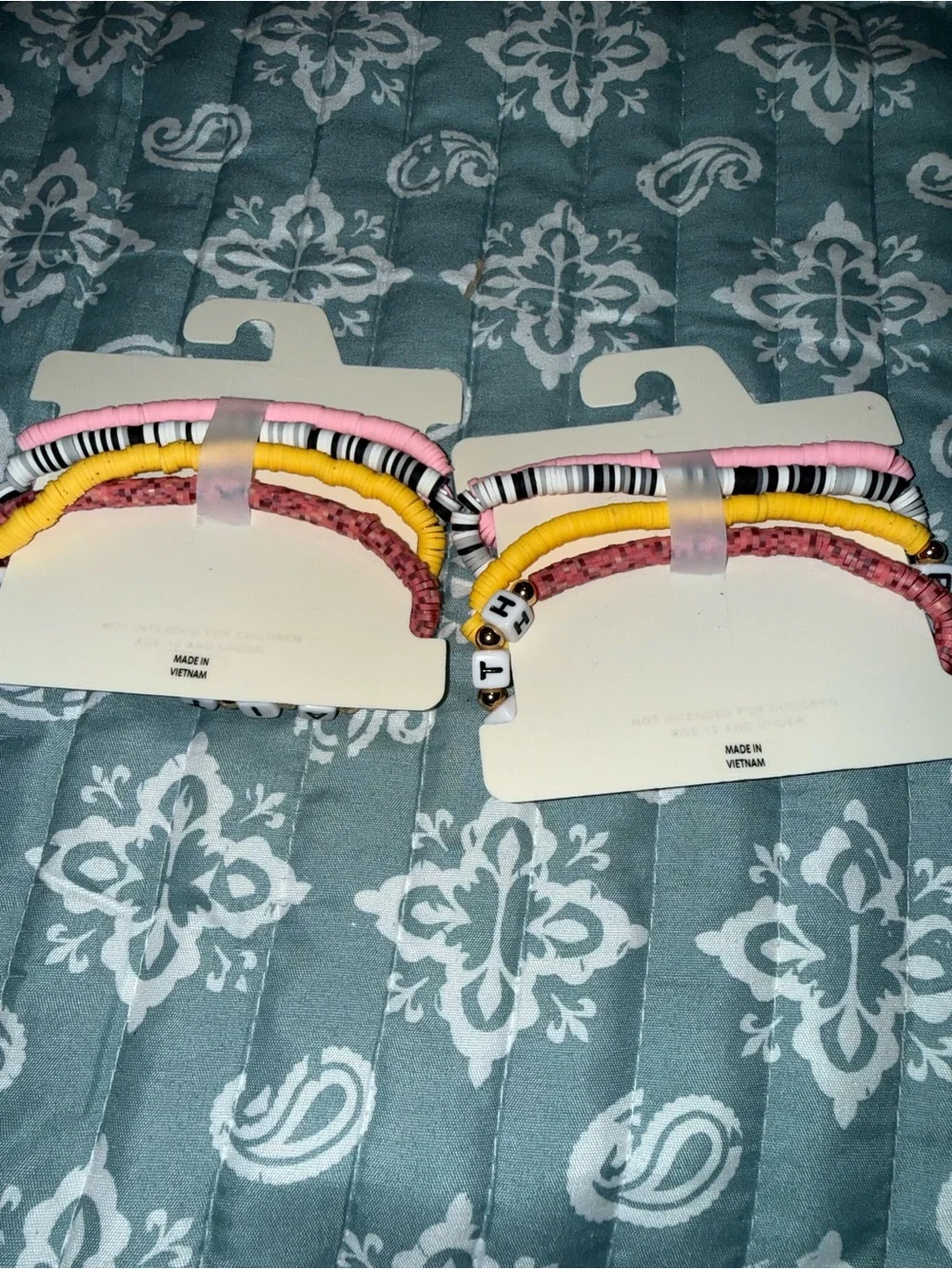 CATO Believe' Beaded Bracelet Set - Pink, Yellow, Black, White